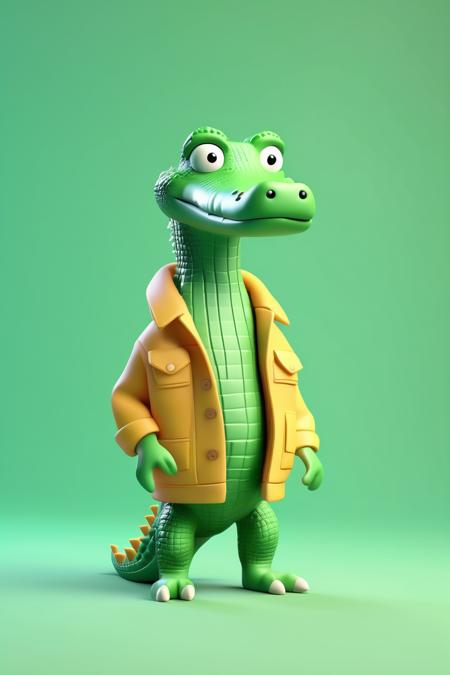 00161-215006651-_lora_Dressed animals_1_Dressed animals - a crocodile in a cool brand new clothing, minimalistic 3d cartoon style.png